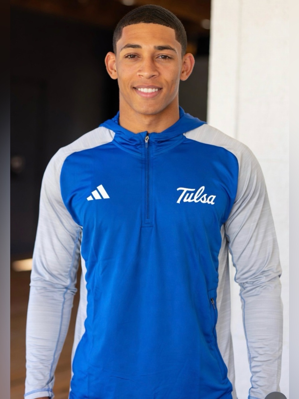Tulsa Adidas Men's Blue & Light Gray Athletic Quarter-Zip Jacket